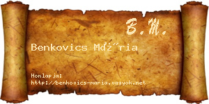 Benkovics Mária névjegykártya