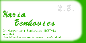 maria benkovics business card